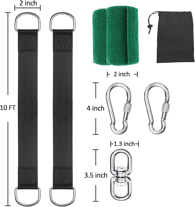 Safe Tree Swing Hanging Straps Kit, 3FT/10FT/15FT/20FT, Heavy Duty Holds 5500LBS Extra Long Adjustable Tree Swing Straps, Easy & Fast Way to Hang Any Swing or Hammock(10 FT)