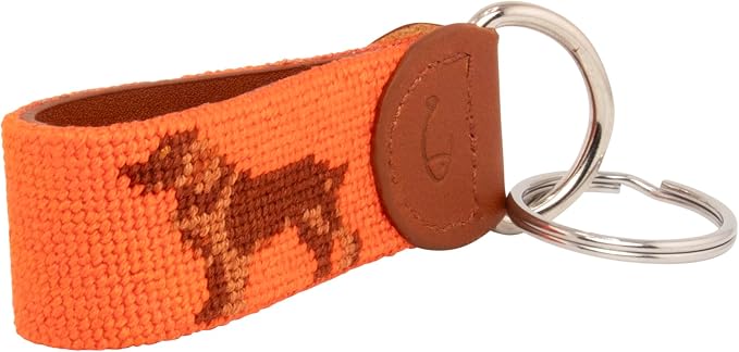 Leather Hand-Stitched Needlepoint Key Fob or Key Chain