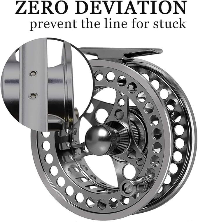 EX-ALC Fly Reel 3/4 5/6 7/8 9/10WT CNC Machined Large Arbor Aluminum Fly Fishing Reels Silver/Gunsmoke Fly Reels