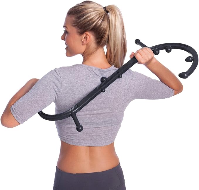 Body Back Buddy Classic USA Made FSA Eligible Handheld Massage Cane - Full Body Trigger Point Tool for Deep Tissue Pain Relief - Dual Hooks for Back, Shoulder, Neck - Manual Back Massager (2.0 Black)