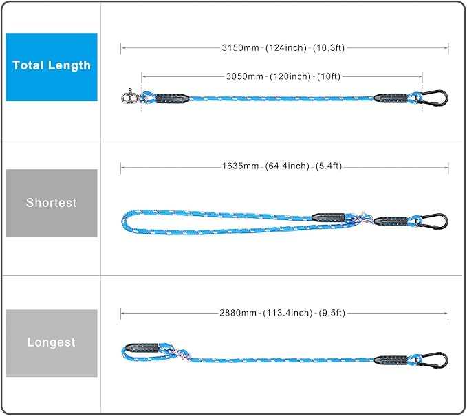 SELEWARE Tree Swing Rope Hammock Tree Straps Hanging Kit, Adjustable Rope Fast & Easy to Hang Hammock Chair Swing for Indoor Outdoor Tree Branch Camping Playground Accessories (Blue, 10ft, 2 Pack)