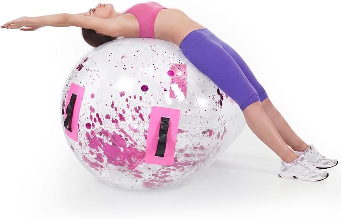Gemscream Gymnastics Barrel Inflatable Air Roller Mat 40" x 24" Glitter Tumbling Air Barrel Gymnastic Cylinder Tumble Equipment for Back Handspring Trainer Cheerleading Yoga Home Use