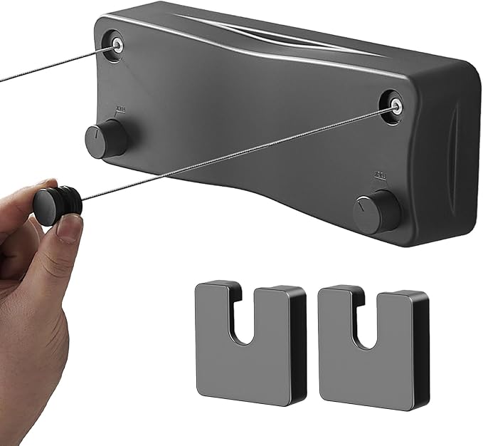 Anti-Sag Retractable Clothesline 40LB Capacity - 201in Stainless Steel Laundry Line for Indoor Outdoor, Wall Mounted Space Saving Easy Install (Gray, Double Lines)