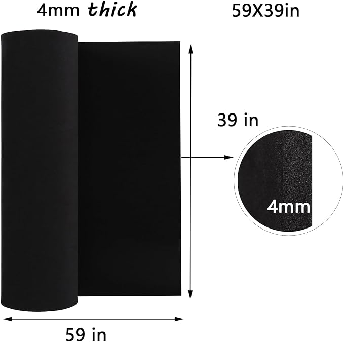 AMZQNART EVA Foam 4mm, Cosplay Foam 39x59 inch Black, High Density 90 kg/m³, for Craft Projects Cosplay Costumes, Fake Weapons, Decorations, Christmas, Easter, Thanksgiving, etc.
