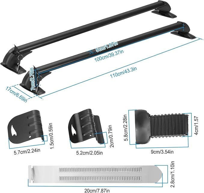 Universal Car Roof Rack, 43" Cross Bars with Anti-Theft Lock, Adjustable Aluminum Alloy Heavy Duty Crossbars for Car Roof Cargo Carrier, 165LBS Max Load