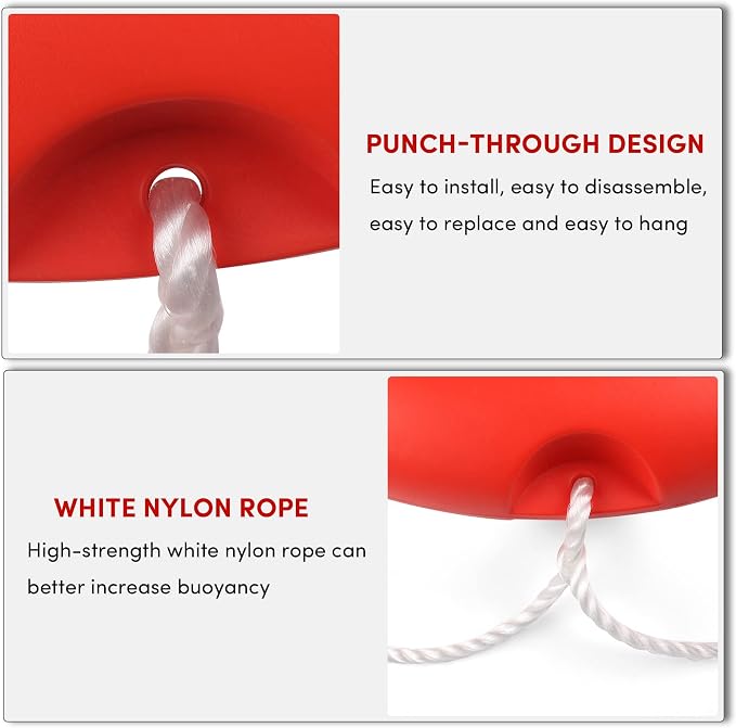 23"/28” Life Ring, Life Preserver Ring with 98.4FT Water Floating Lifesaving Rope,Boat Safety Throw Rings with Reflective Tape,(Orange) - 2 Size