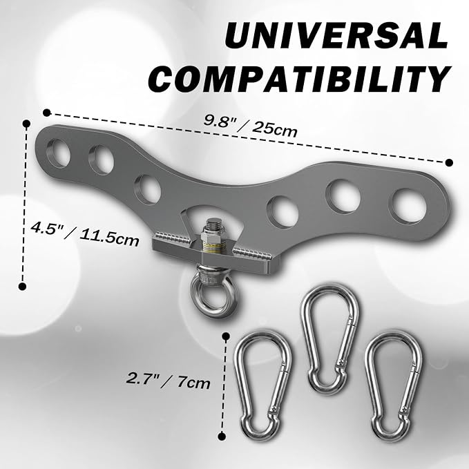 Double to Single Adaptor Plate for Cable Pulley Machines Durable Solid Stainless Steel with 3 Carabiners Suitable for Dual Cable Machines LAT Pulldown, Shoulder & Biceps Exercises