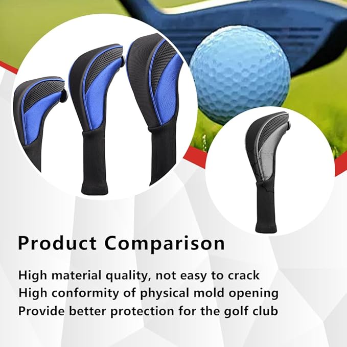 Golf Club Head Covers for Woods 3/4/5/6 Pieces Long Neck Mesh Sports Golf Club Headcovers Set with Interchangeable No. Tags 3 4 5 6 7 X Golf Accessories for Men Women