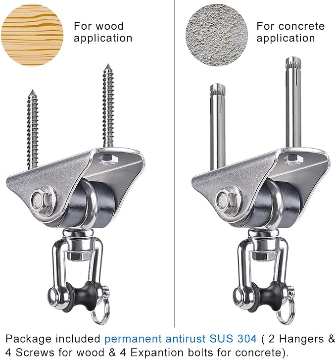 SELEWARE Anti-Squeaking Swing Hanger Stainless Steel Swing Set Hook Ceiling Mount Bracket for Hammock Chair Toddler Swing Yoga Swing Punching Bag 2 Packs