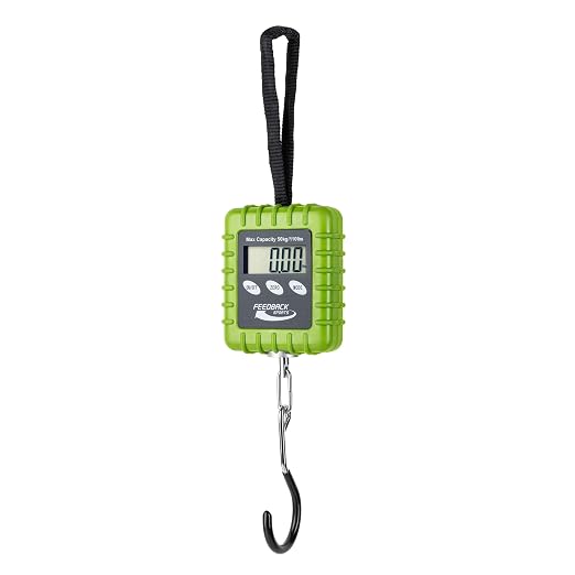 FEEDBACK SPORTS | Expedition Backpacking, Biking, Luggage 110lbs Capacity Digital Scale | Protective Rubber Exterior, Lbs/Kgs/Ounces/Grams/Decimal LCD Display | Batteries Included