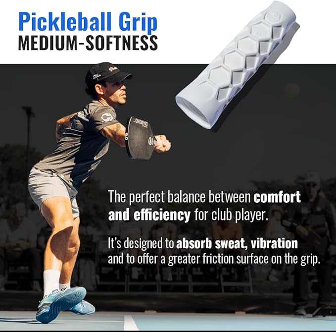 Hesacore Pickleball Bundle – Standard Grip White Size S (5.25”) + Hesatac Overgrip White Tape 12-Pack – Anti-Sweat Control, Enhanced Stability, Reduced Vibration