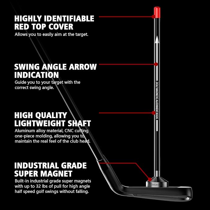 Golf Magnetic Alignment Rods and 9ft/12ft Water Telescopic Golf Ball Retriever