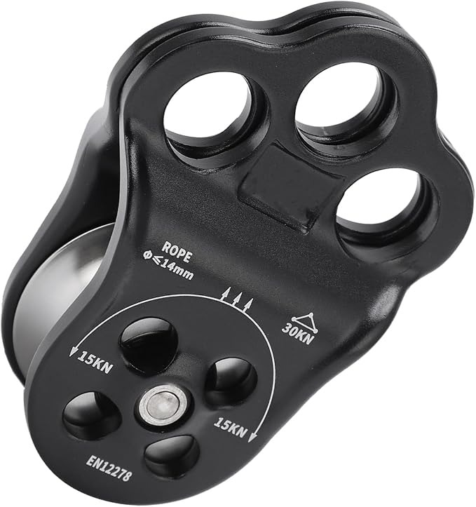 Keenso 30KN Climbing Pulley,Hitch Climber Pulley Climbing Bearing Pulley for Rock Climbing, Rappelling, Zipline Sports