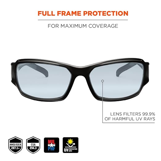 Ergodyne Skullerz THOR Anti Scratch Safety Glasses, Anti-Fog, ANSI z87.1