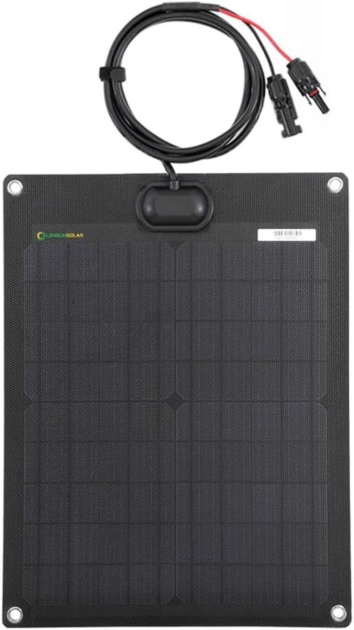 Lensunsolar 20W 12V ETFE Black Flexible Solar Panel, 18.5x13.8in, Ultrathin Ultra Lightweight, PERC Mono High Efficiency Solar Cells, for Campers, RVs, Boats,Camping, Tent