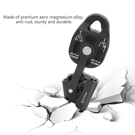 Single Swivel Pulley, 19.5x7.5cm/7.7x3.0in Rescue Single Swivel Rope Pulley Block High Strength Climbing Safety Equipment for Heavy Objects Transport