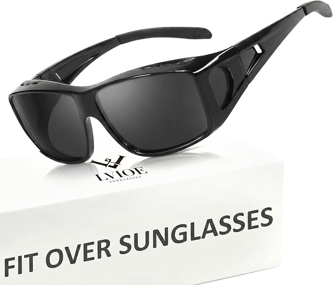 LVIOE Over Glasses Sunglasses Wrap Around Polarized Sunglasses for Men Women Fit Over Prescription Glasses with UV Protection