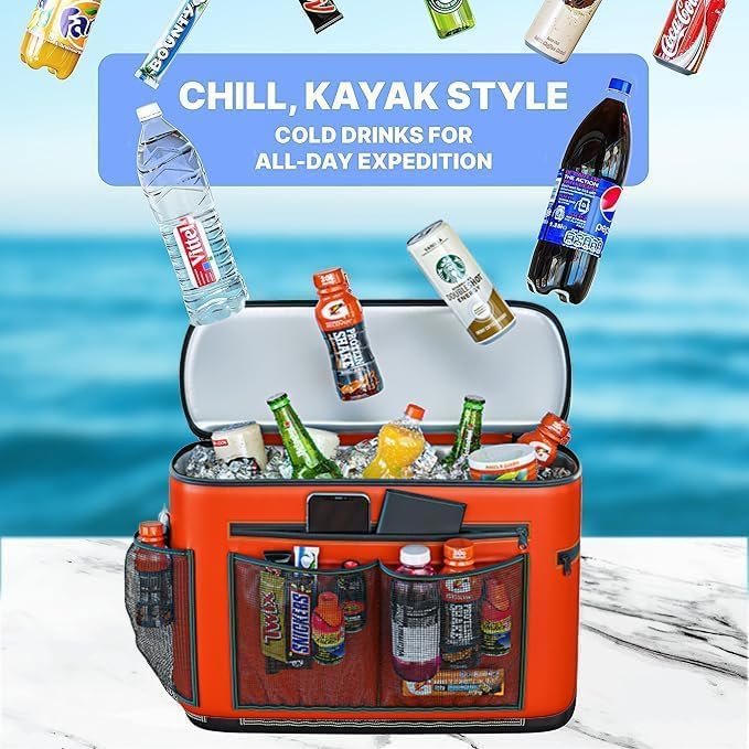 TidyFriend Kayak Cooler Behind Seat, Waterproof Cooler for Kayaking, Kayak Accessories Cooler Bag, Compatible with Lawn Chair Seat, Portable Ice Chest, Keeps Drinks Cold, Travel, Beach, Lunch
