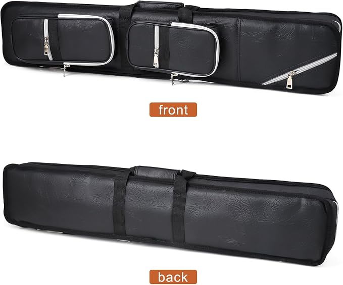 4x8 Pool Cue Case Billiard Stick Carrying Case Leatherette Soft Cue Bag Hold 4 Butt 8 Shaft Black