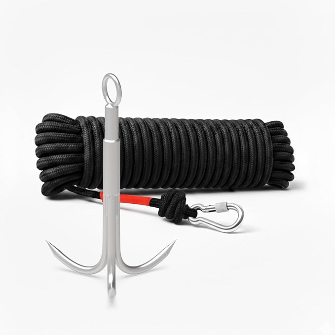 Ant Mag Grappling Hook with Claw Tips - Heavy Duty Stainless Steel Carabiner for Camping, Hiking, Tree Climbing, Water Retrieval & Salvage Operations