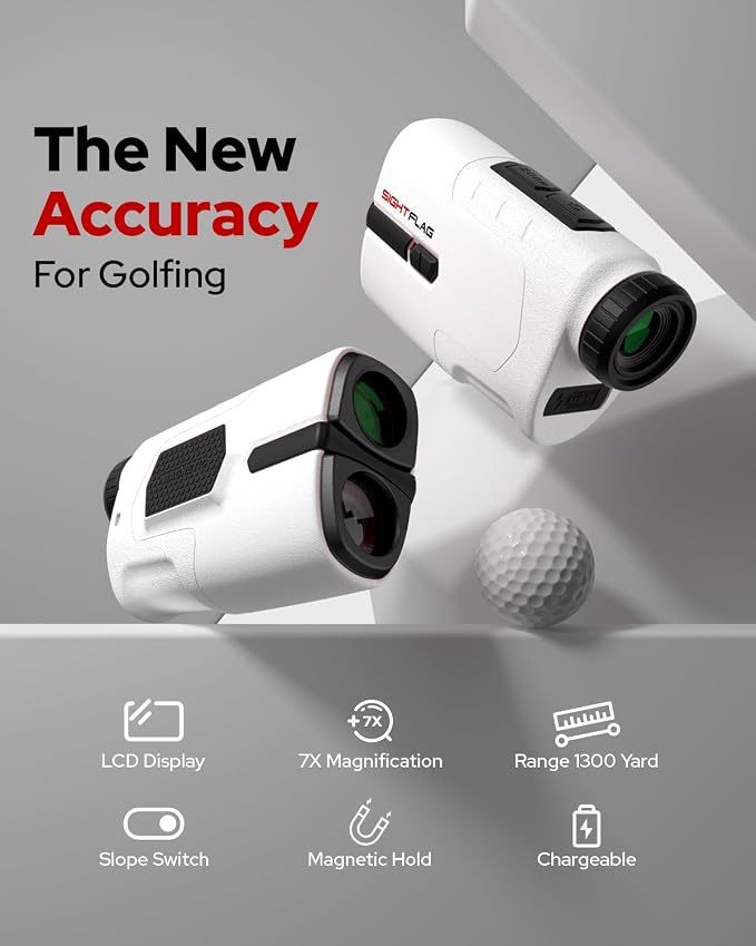 GF2-Golf Rangefinder with Slope and Pin Flagpole Lock Vibration, 1300 Yards Range Finder, External Slope Switch