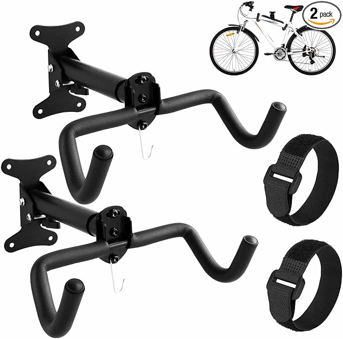 Bike Hanger Wall Mount, 2 Pack Heavy Duty Steel Bike Racks Storage Garage Adjustable Bicycle Hooks for Mountain Hybrid Road Bikes