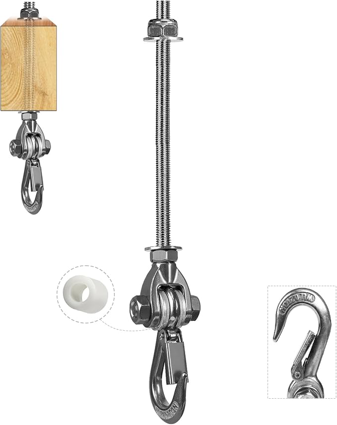 Heavy Duty Swing Hanger 180° with Stainless Steel Swing Hook 800LBS Capacity Playground Swing Seat Hardware Hammock Chair Porch Swing