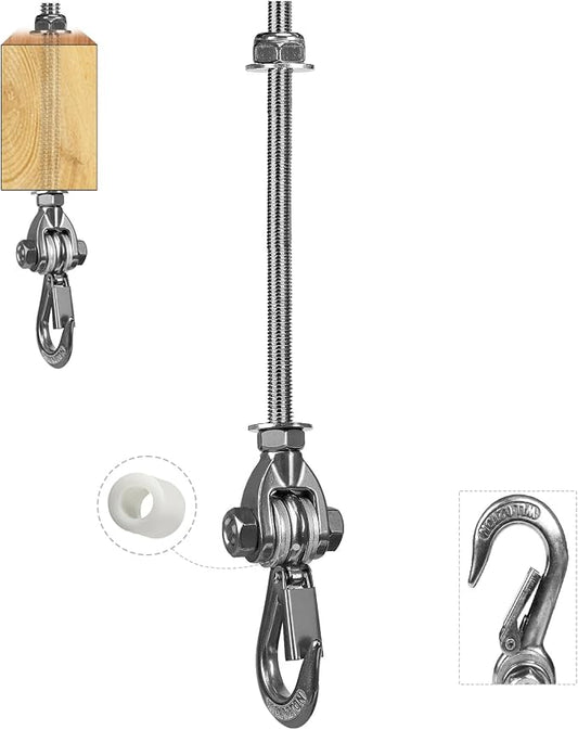 Heavy Duty Swing Hanger 180° with Stainless Steel Swing Hook 800LBS Capacity Playground Swing Seat Hardware Hammock Chair Porch Swing