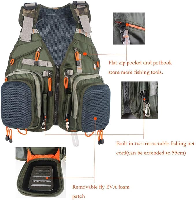Kylebooker Fly Fishing Vest Pack Adjustable for Men and Women