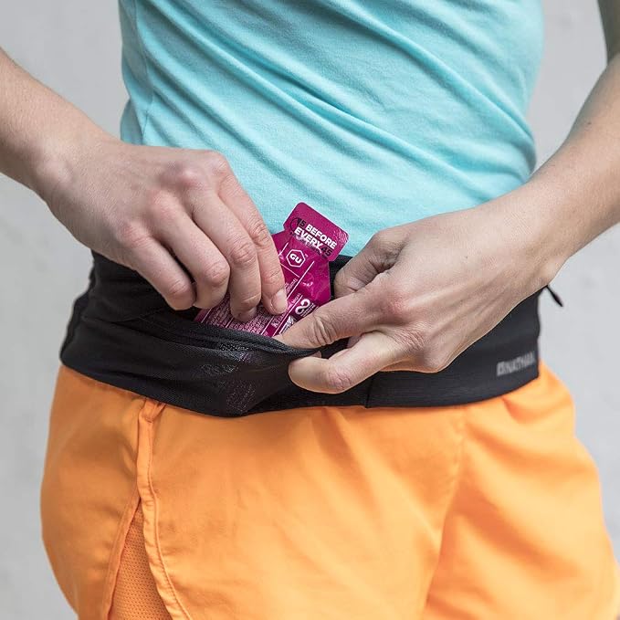Nathan Zipster Running Belt for Men and Women, Bounce Free Waist Pack, Running Fanny Pack Women, Pockets with Zippers, Fits All iPhones, Navy, X-Small