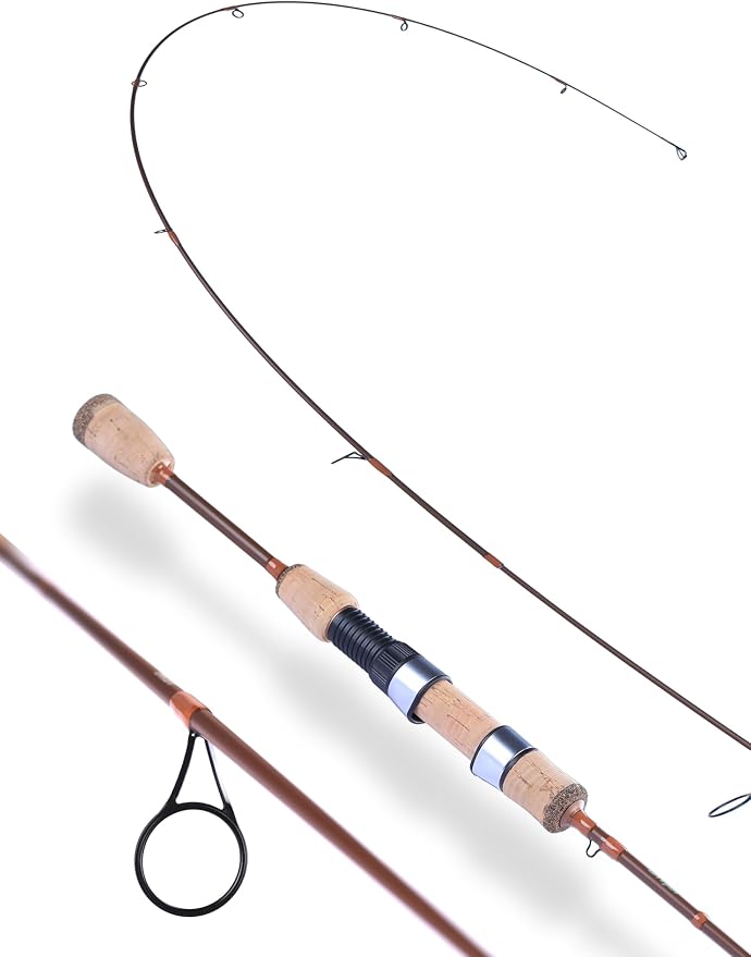 LITTMA Trout&PANFISH Ultralight Fishing Rod 2 PCS – Trout, Crappie, Panfish Micro Spinning Rods – Brown Carbon Fiber Blank, Cork Handle – 5’6”/6’/6’6”/7’