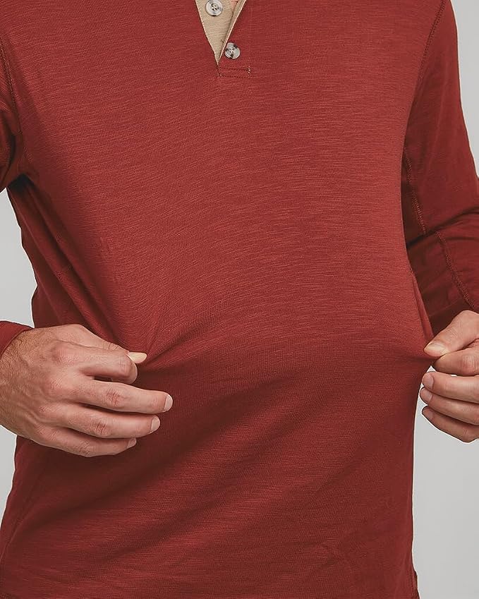 Venado Henley Long Sleeve Shirts for Men - Mens Henley with Flex Material