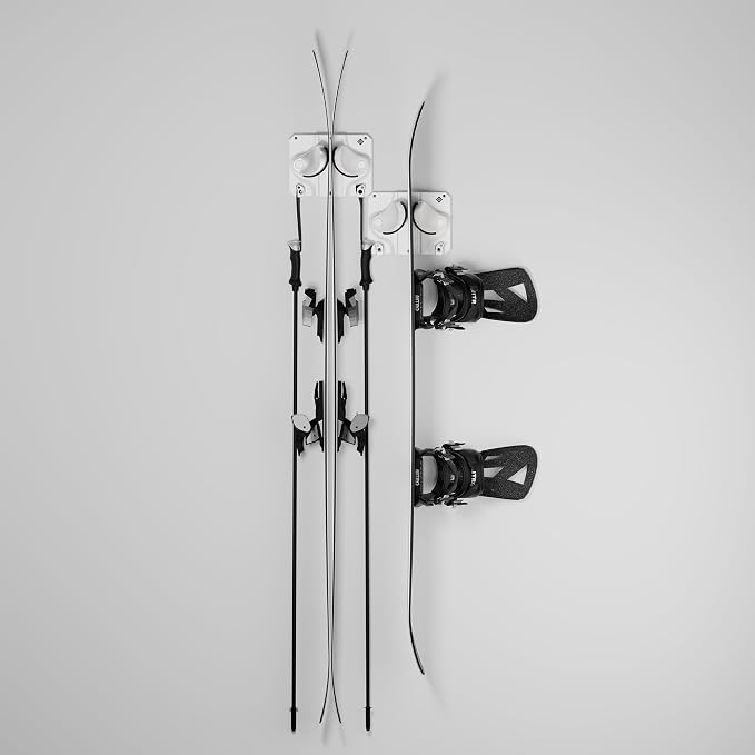 Gravity Grabber, The OG - Ski & Snowboard Wall Mount, Indoor Garage & Home Storage Organizer, Damage-Free Grip, Holds Skis/Boards/Poles/More, Space-Saving Premium Gear Rack, (White 2-Pack)