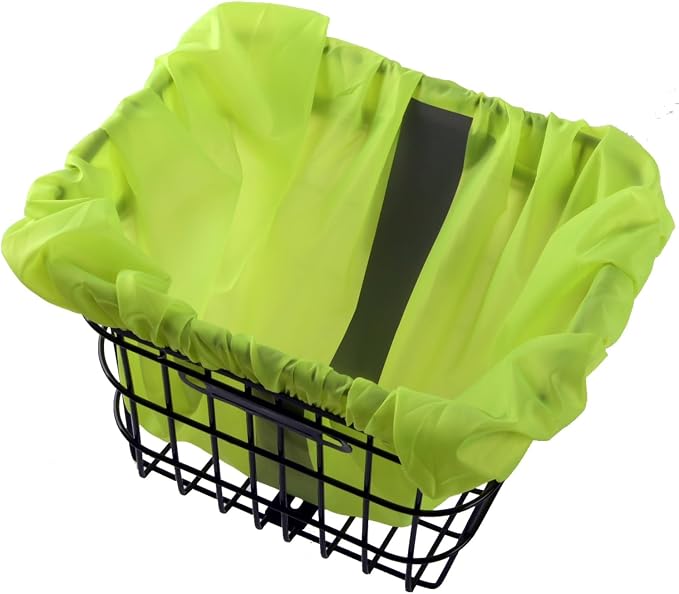 Bike Basket Cover Reflective Bike Front Basket Rain Cover Green