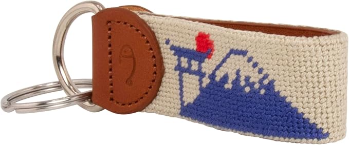 Leather Hand-Stitched Needlepoint Key Fob or Key Chain