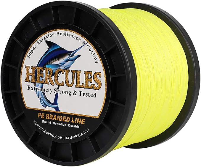 HERCULES Cost-Effective Super Cast 8 Strands Braided Fishing Line 10LB to 300LB Test for Salt-Water,109/328/547/1094 Yards(100M/300M/500M/1000M),Diam.#0.12MM-1.2MM,Hi-Grade Performance,Variety Colors