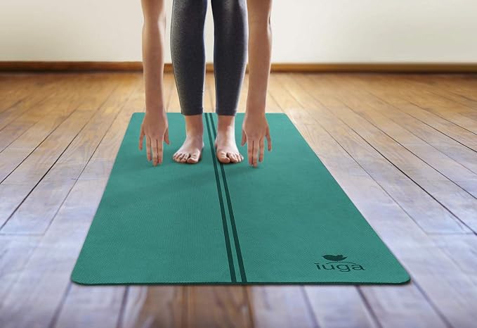 IUGA Premium Set- Includes 1 Yoga Block 2 Pack with Yoga Strap, 1 Eco Friendly Yoga Mat with Alignment Lines