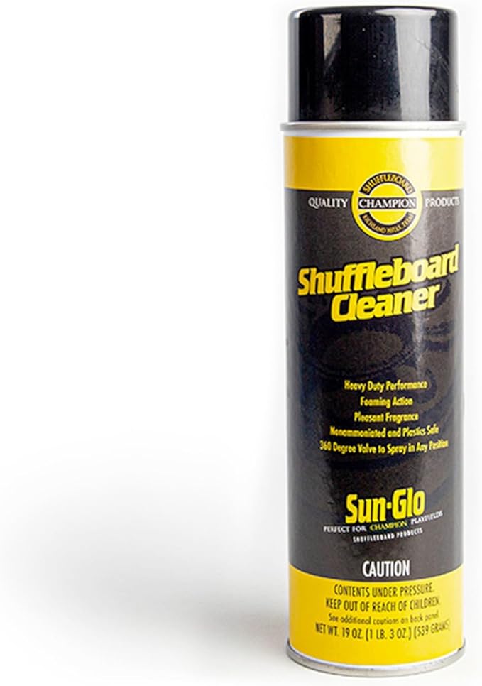 Sun-Glo Shuffleboard Spray Cleaner – Heavy Duty Foaming Cleanser to Remove Wax Buildup & Grime – 19 oz Can