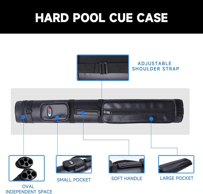 GSE Games & Sports Expert 2x2 Deluxe Hard Billiard Pool Cue Stick Carrying Case, Billiard Cue Case, Billiards Accessories (Several Colors Available)