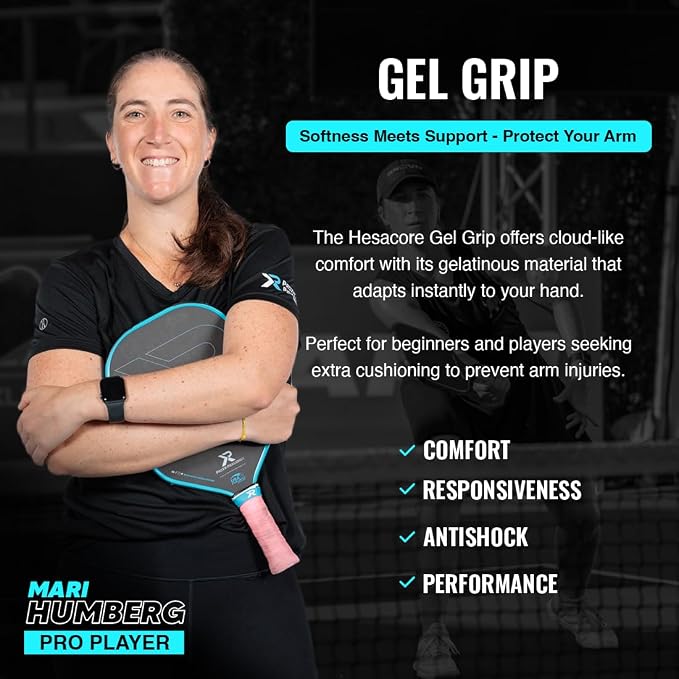 Hesacore Pickleball Paddle Gel Grip - 5.25in - Soft Feel - Supports Tennis Elbow, Enhances Grip Strength, Reduces Vibration with Finger Support and Anti-Sweat Design