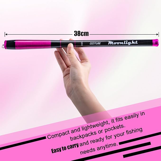 Goture Telescopic Tenkara Fishing RodPortable Hand Fishing Poles 12-24Ft | Reinforced ultralight blank resists cracking on hard runs; ideal all-round length for stream, pond & lake bank fishing