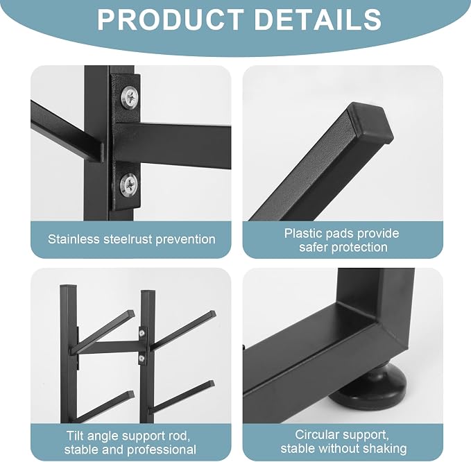 BiJun Skateboard Racks Floor Stand, 4-Layer Skateboard Holder,Snowboard Storage Rack, Skateboard Organizer Floor Stand for Deck, Longboard, Snowboard, Standard Skateboards, Mini Cruiser Skateboard