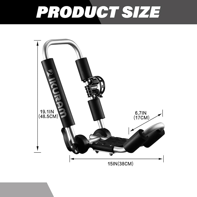 Kayak Roof Rack, Aluminum Kayak Carrier Folding J-Style Universal 3-in-1 Multifunction with Kayak Roller and Car Door Step for Canoe, SUP, Kayaks, Surfboard Rooftop Mount on SUV Car Truck Crossbars