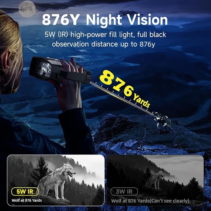 Night Vision Goggles - 4K Night Vision Binoculars with 875 Yards Range,48MP,3 Inch Display,10X Digital Zoom,7-Level IR,32GB Card,5000mAh Battery,Gift&Cool Gadgets for Hunting
