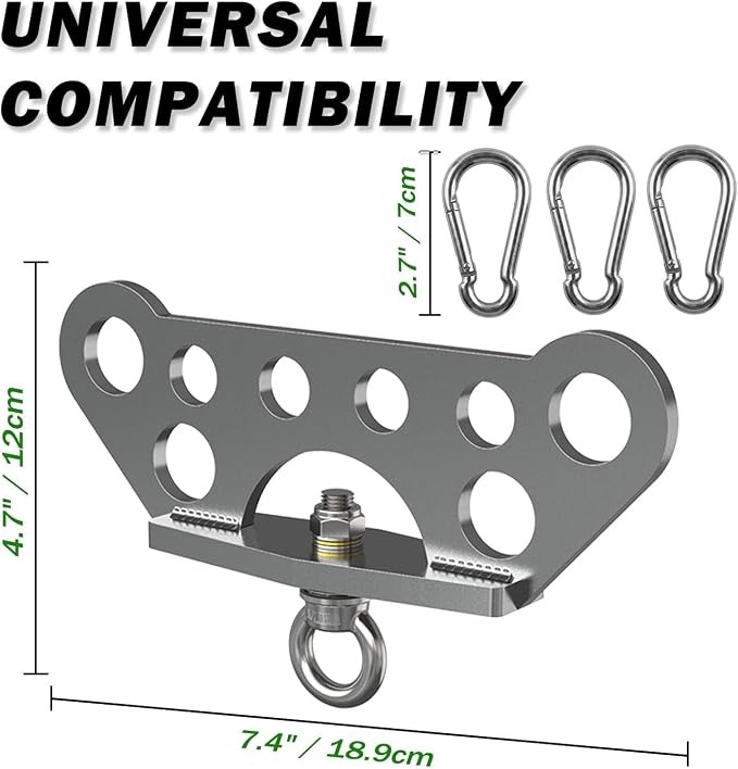 Double to Single Adaptor Plate for Cable Pulley Machines Durable Solid Stainless Steel with 3 Carabiners Suitable for Dual Cable Machines LAT Pulldown, Shoulder & Biceps Exercises