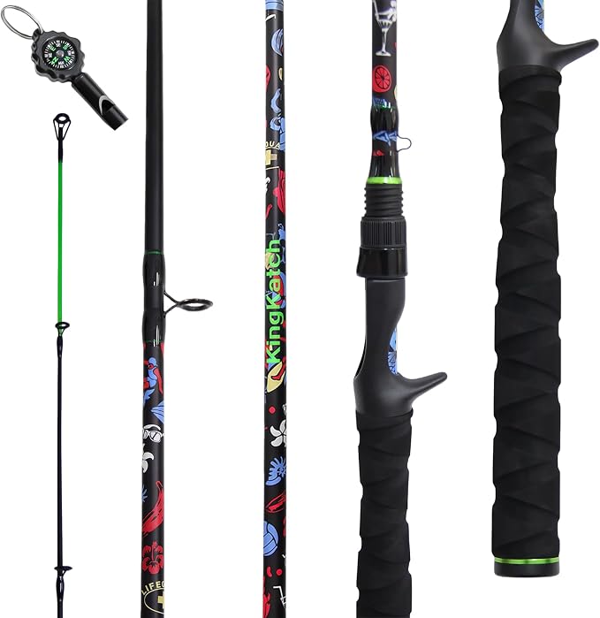 5’6" Ultra-Light Spinning Fishing Rod, Threaded Grip Gun Handle, Durable Composite Graphite & Glass Blank, Ceramic Line Guides, Sensitive Strike Detection for Freshwater & Inshore