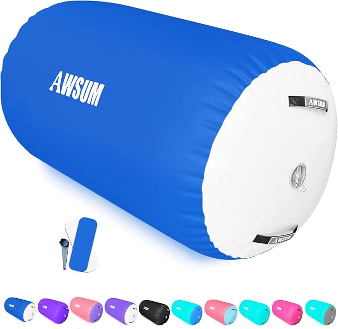 AWSUM Gymnastics Barrel Tumbling Equipment Air Roller Training Inflatable Back Handspring Trainer for Octagon Tumble Mat Gym Cheerleading Home Use 1 PCS，No Electric Pump
