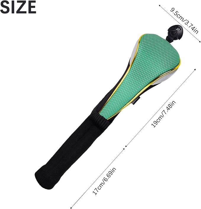 Andux 4Pcs/Set Long Neck Gold Golf Hybrids Club Head Covers with Dial No. Tag MT/HY15