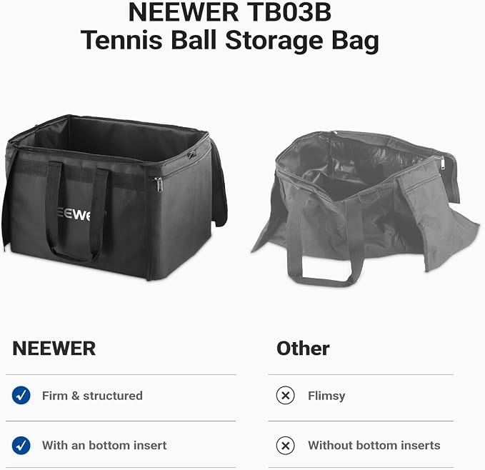 NEEWER Tennis Ball Hopper, Pickleball Retriever Collector Basket Cart Holder Tennis Court Equipment Accessory for Training Teaching