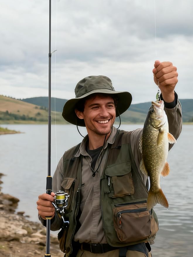 Jenseits 7FT Fishing Rod，Telescopic & 4-Piece Fishing Pole, Spin & Cast | 24T Carbon Fiber, Comfortable EVA Handle, Ceramic Guides, Bass, Trout, Catfish, Freshwater & Inshore，Fishing Gift for Men